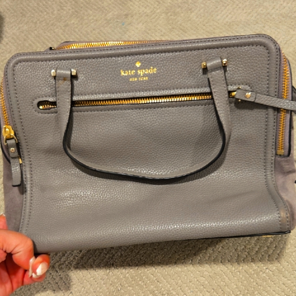 Kate Spade Gray Bag with Gold Hardware